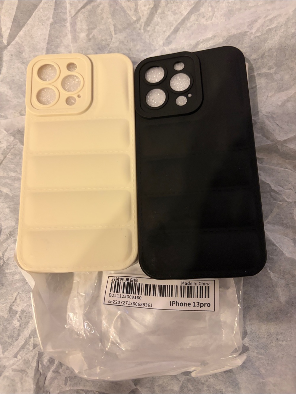 iPhone 13 Pro Silicone Camera Protector Case in Black and Cream